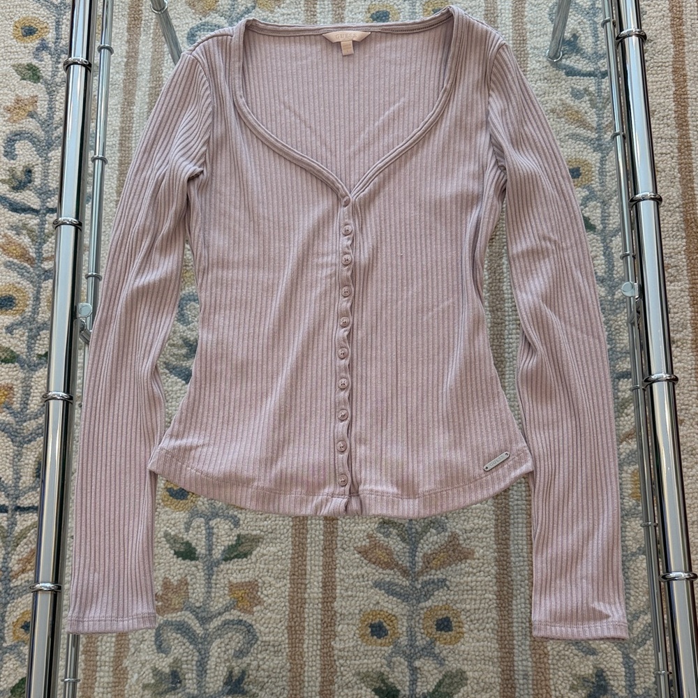 Guess Ribbed Button-Down Shirt - image 1